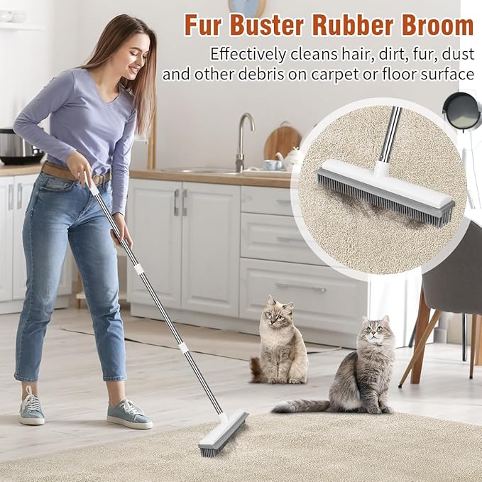 Pet Hair Remover Rubber Broom