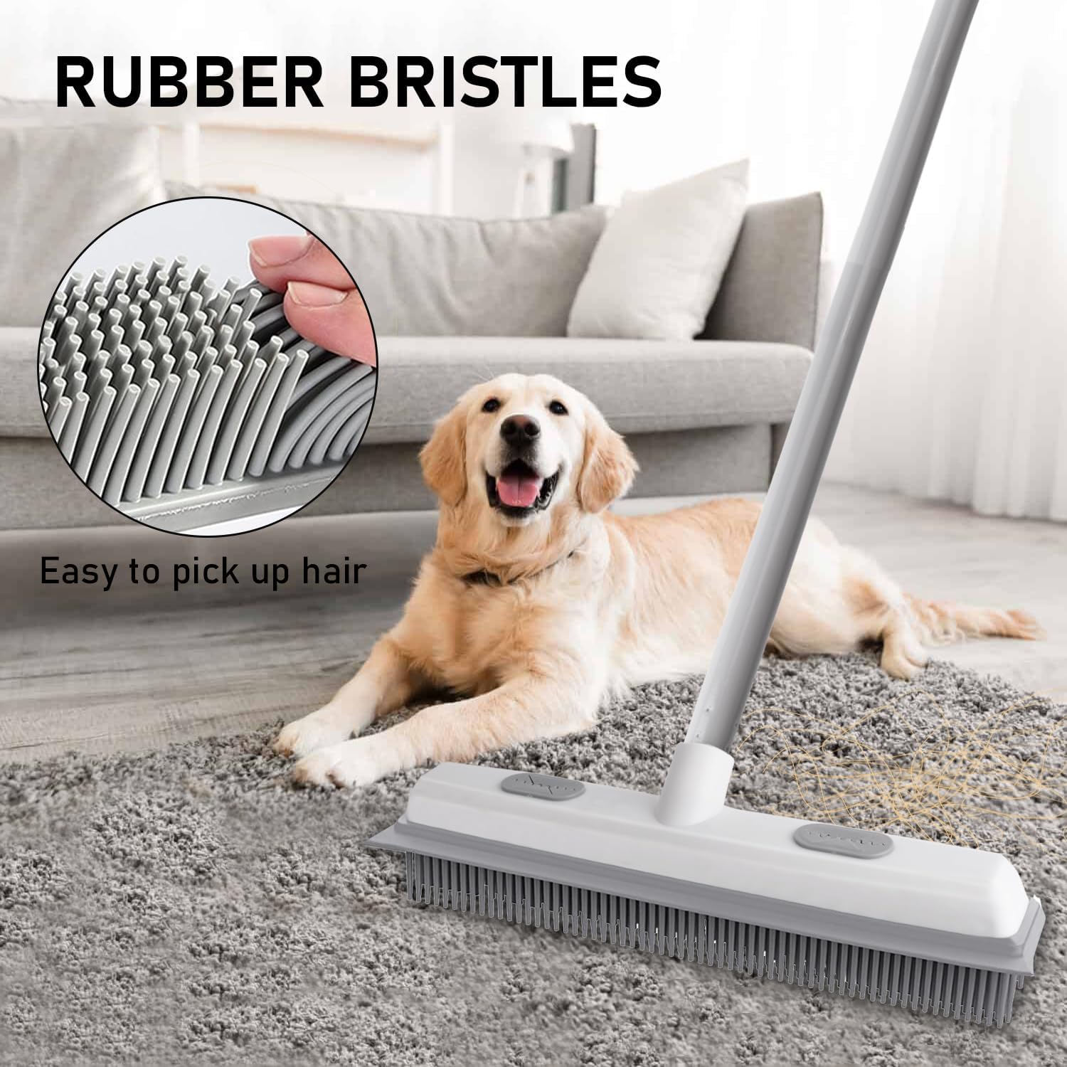 Pet Hair Remover Rubber Broom